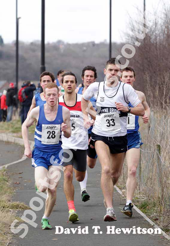 Jonny Nesbit (Morpeth) and Marc Fenwick (Tyne Bridge) senior mens Elswick Road Relays.